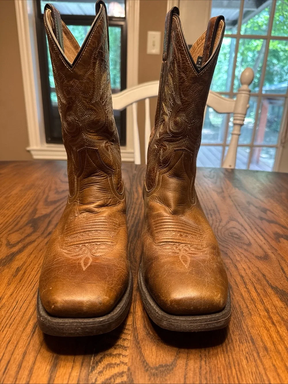 Double-H Cowboy Boots   Brown Shoe Size 10D Leather Square Toe Western